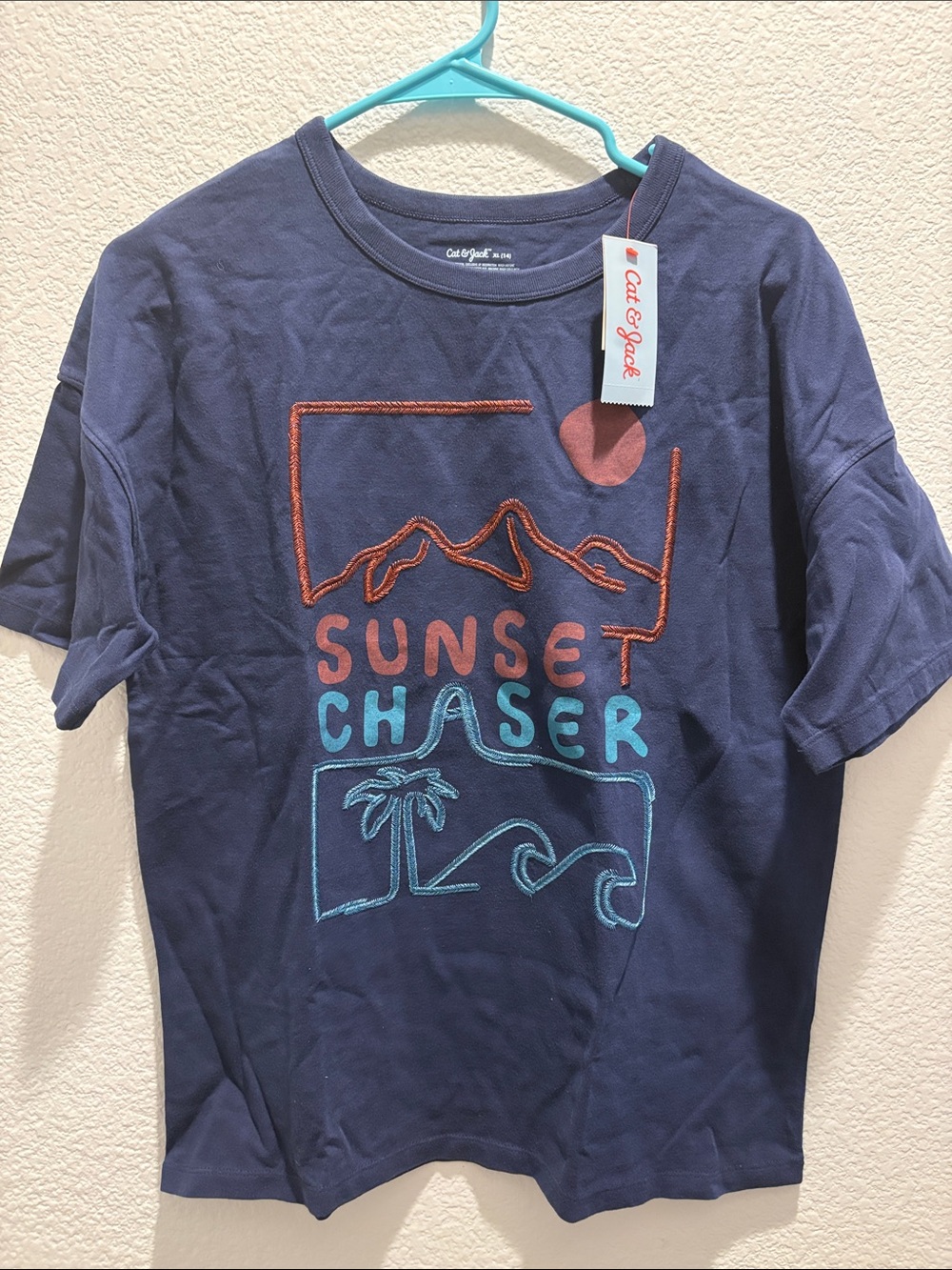 Cat & Jack Navy Short Sleeve "Sunset Chaser" Graphic Tee